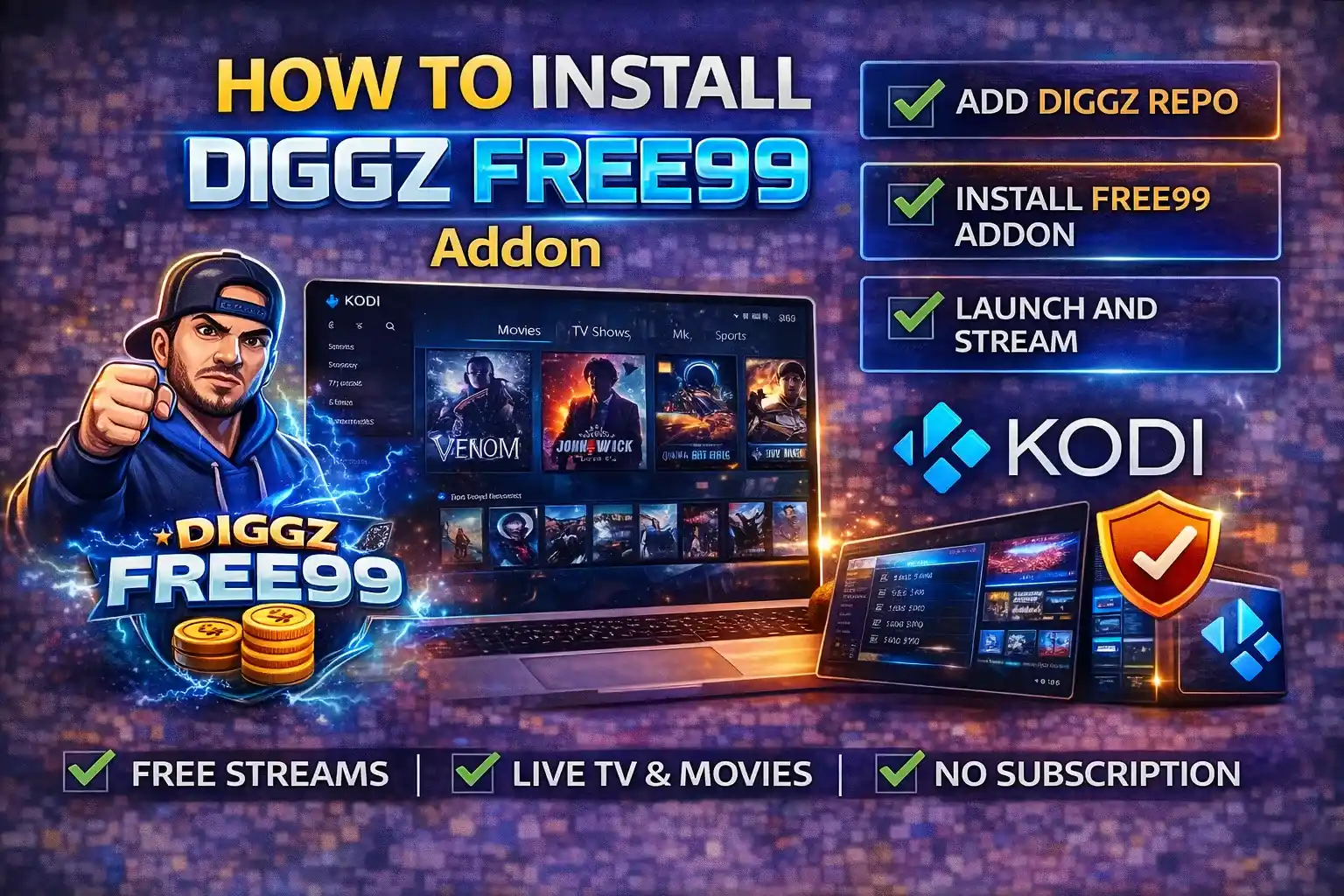 How to Install Diggz Free99 Kodi Addon Free Kodi Streams 1