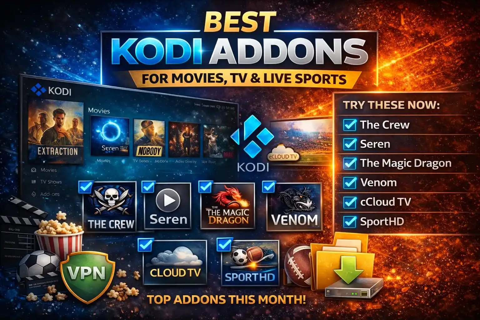 Best Kodi Addons for Movies TV Live Sports