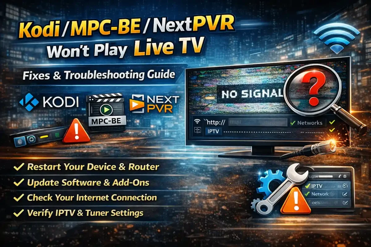 Kodi MPC BE NextPVR Wont Play Live TV Fixes Troubleshooting Guide e1773549640736