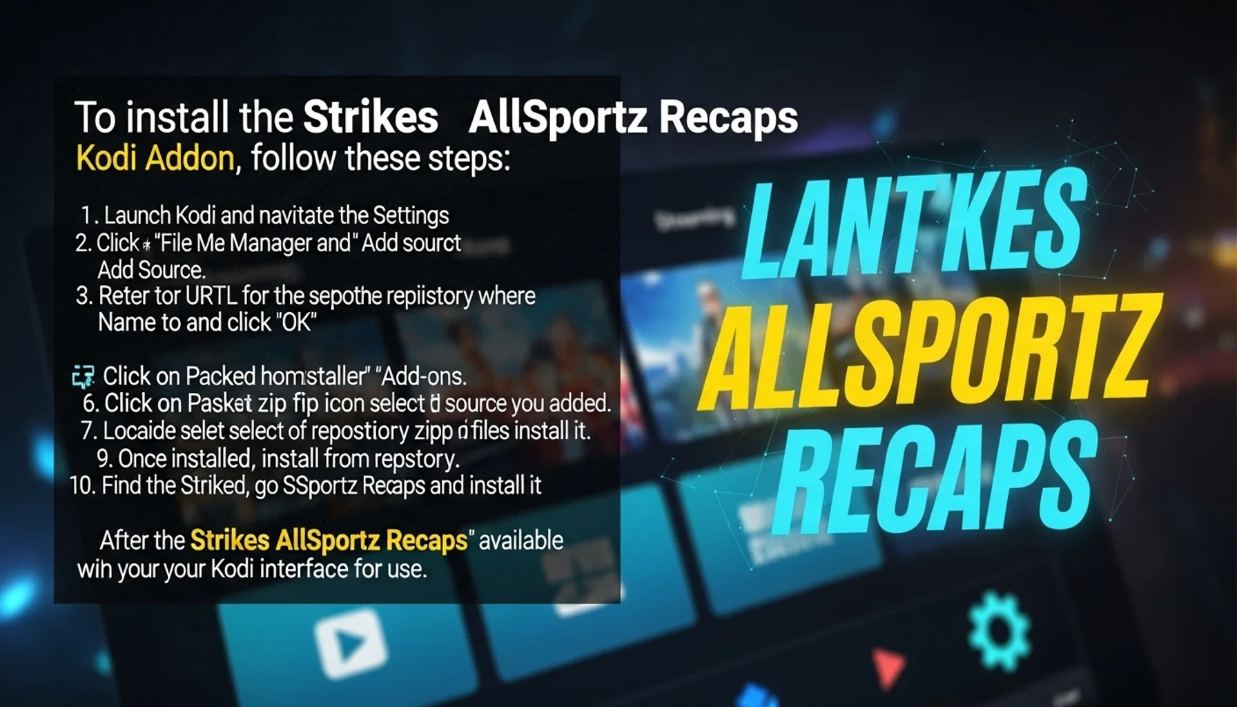 to install the strikes allsportz recaps kodi addon follow th